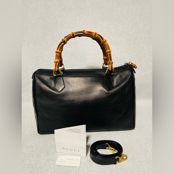 Gucci Handbags - Gucci Bamboo Leather Mini Boston Bag